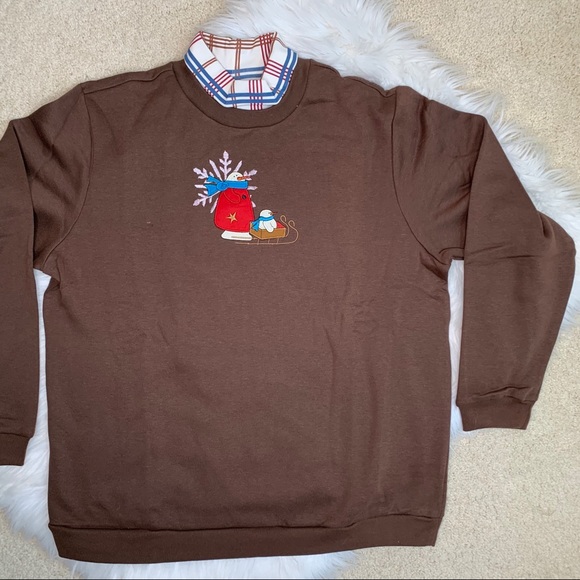 NEW snowman turtleneck Sweatshirt Large - Picture 6 of 16